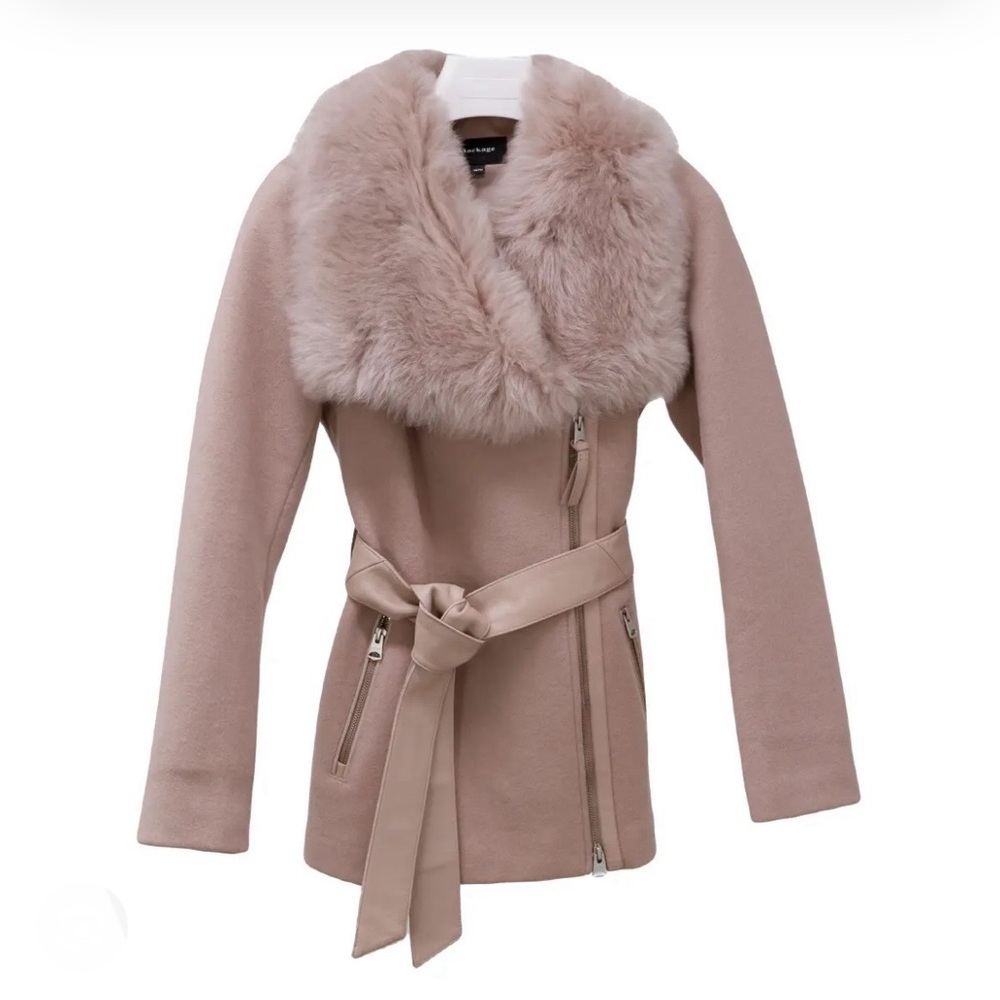 Mackage Pink Teddy Jacket with Faux Fur Collar